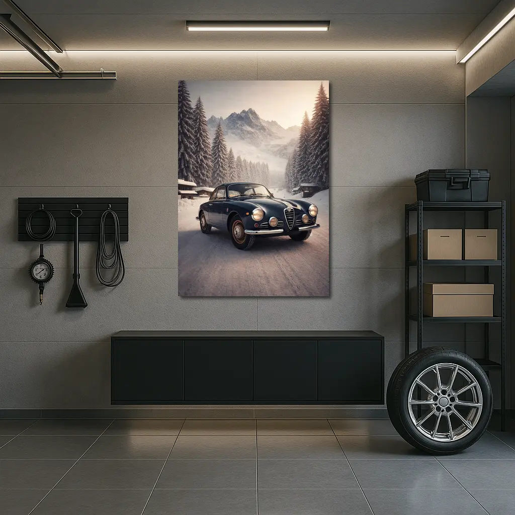 Alfa Romeo Giulia Classic Winter Mountain Drive – Wall Art