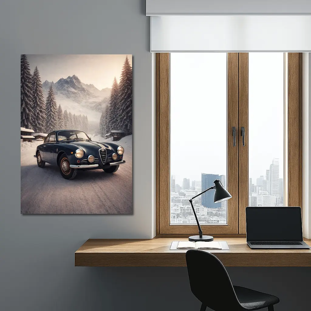 Alfa Romeo Giulia Classic Winter Mountain Drive – Wall Art