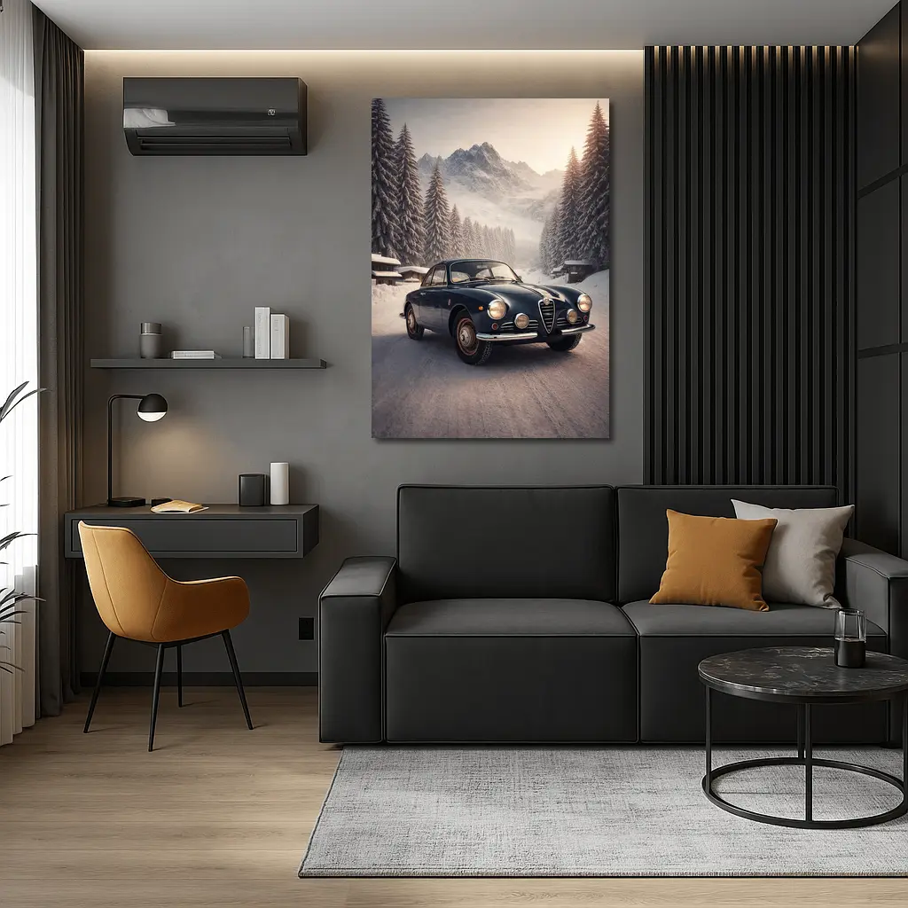 Alfa Romeo Giulia Classic Winter Mountain Drive – Wall Art