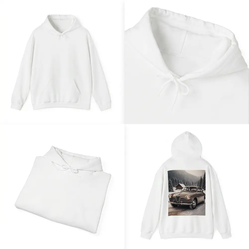 Alfa Romeo Classic Car Snowy Winter Forest – Hoodies