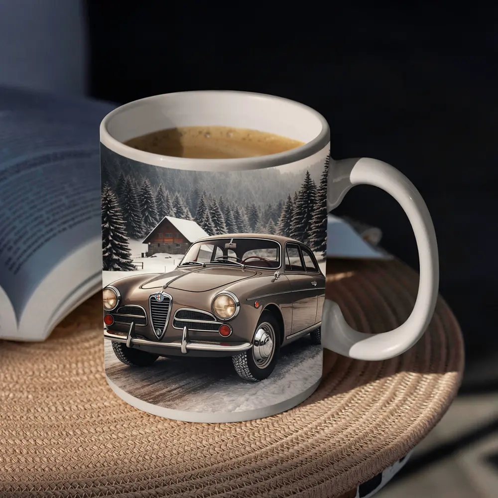 Alfa Romeo Classic Car Snowy Winter Forest – Mugs