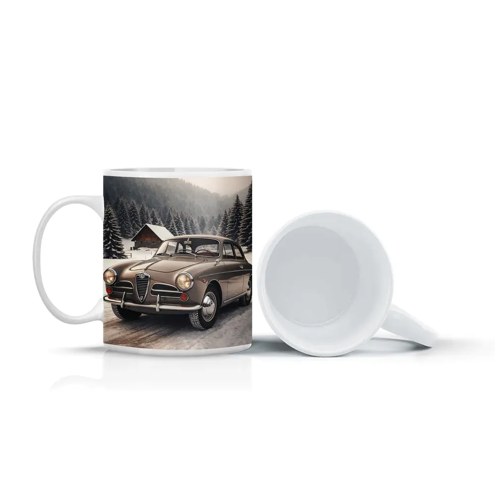 Alfa Romeo Classic Car Snowy Winter Forest – Mugs