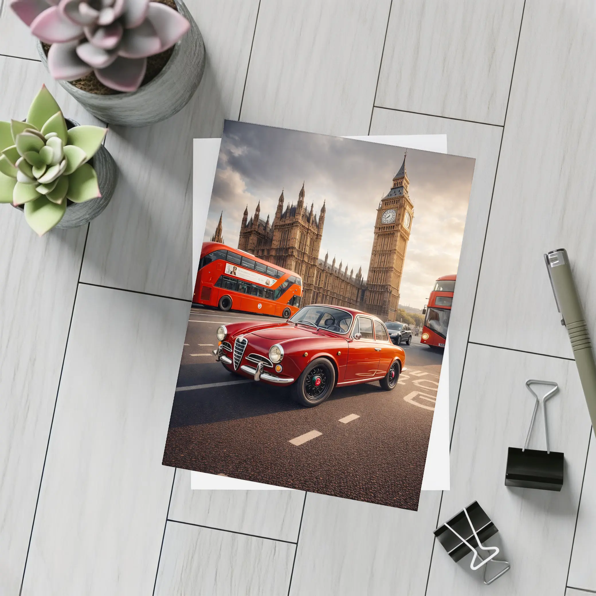 Alfa Romeo Giulietta Red Classic London Streets – Postcards