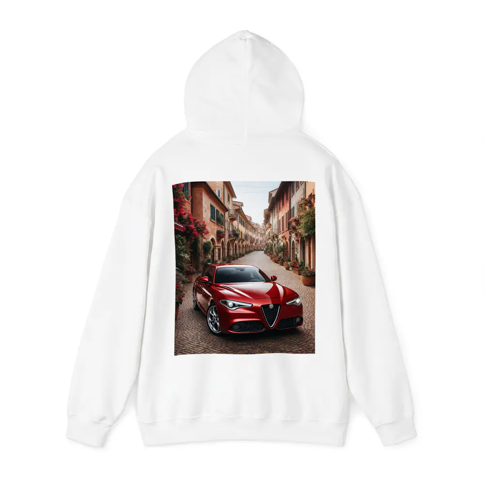 Alfa Romeo Giulia Red Italian Cobblestone Street – Hoodies