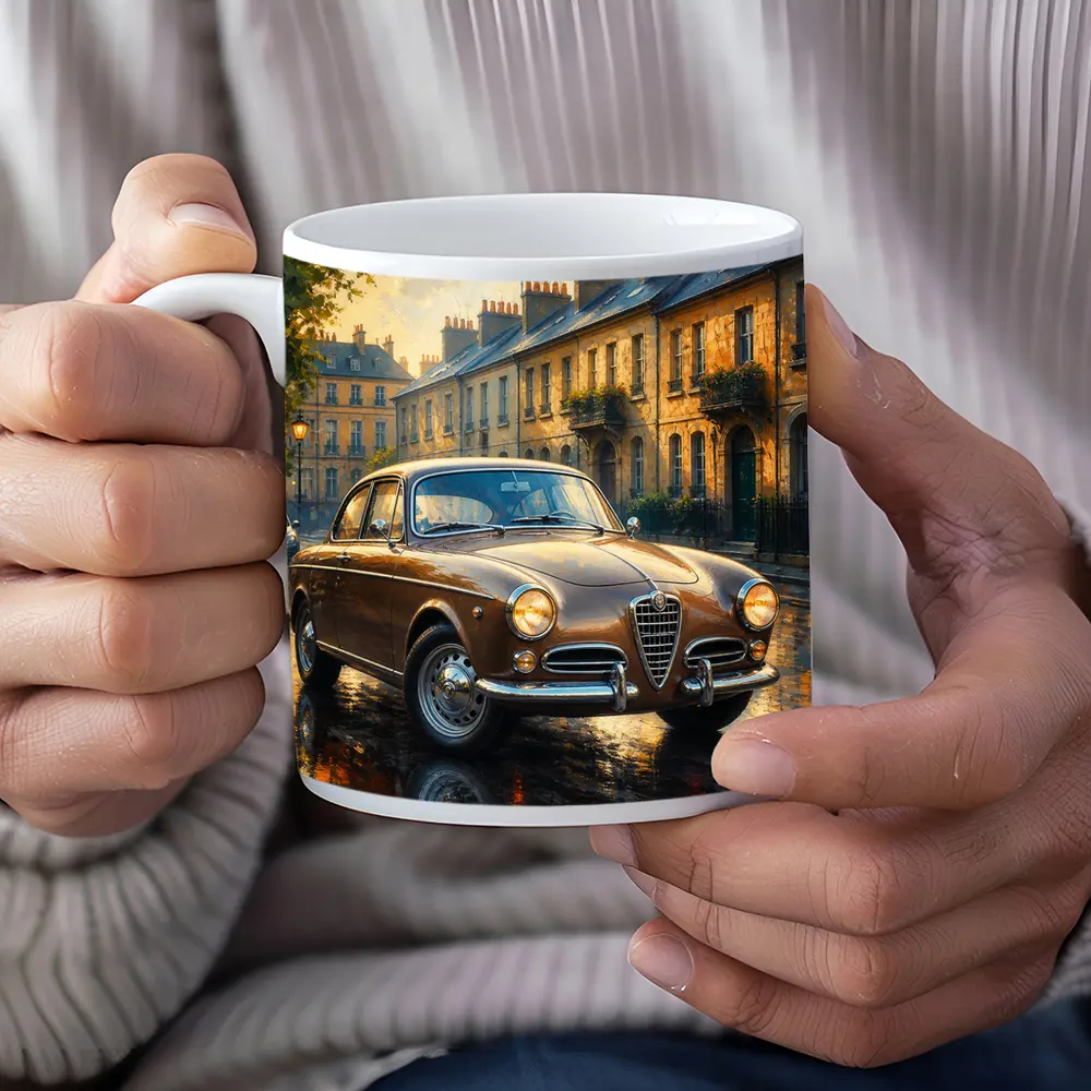 Alfa Romeo Giulietta Classic Wet Street Scene – Mugs