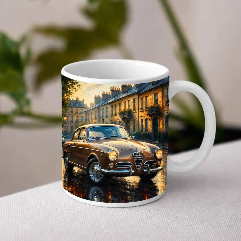 Alfa Romeo Giulietta Classic Wet Street Scene – Mugs