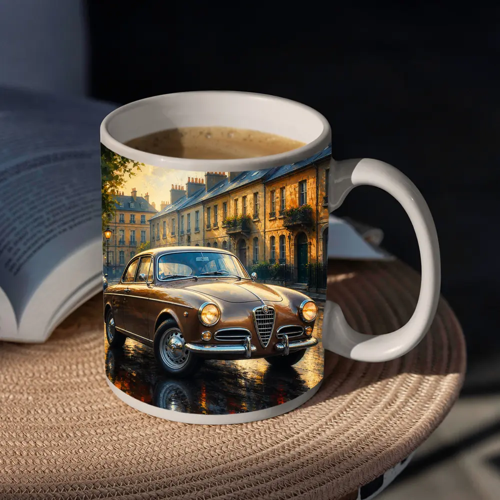 Alfa Romeo Giulietta Classic Wet Street Scene – Mugs