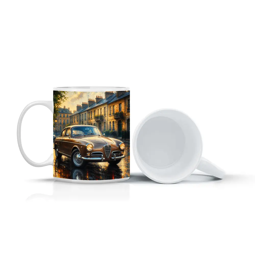 Alfa Romeo Giulietta Classic Wet Street Scene – Mugs