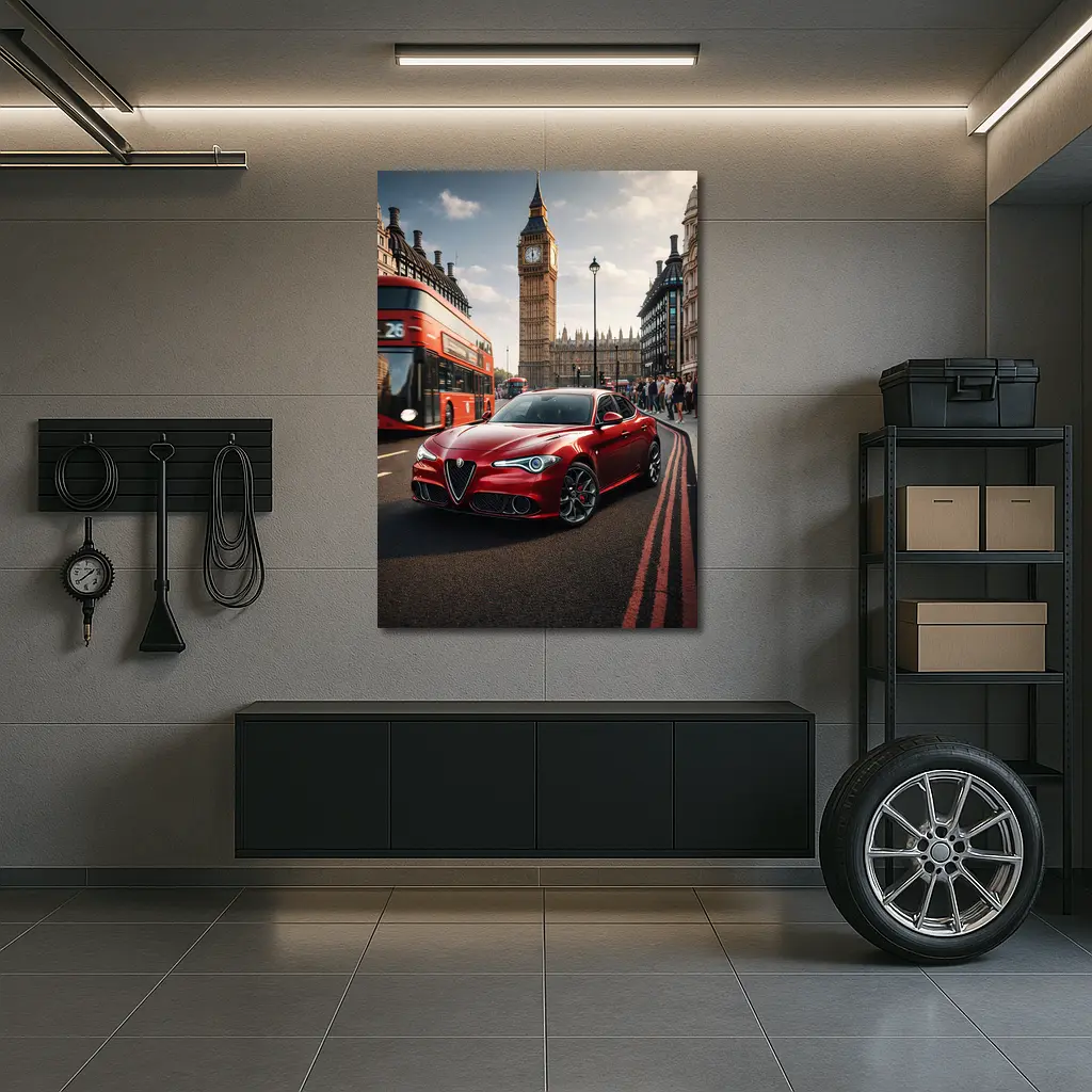 Alfa Romeo Giulia Red London Big Ben – Wall Art