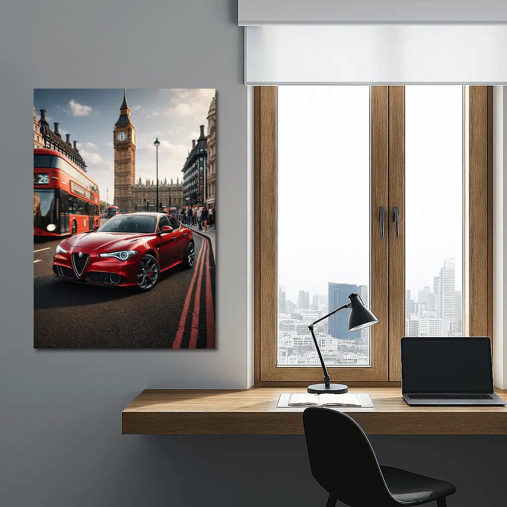 Alfa Romeo Giulia Red London Big Ben – Wall Art