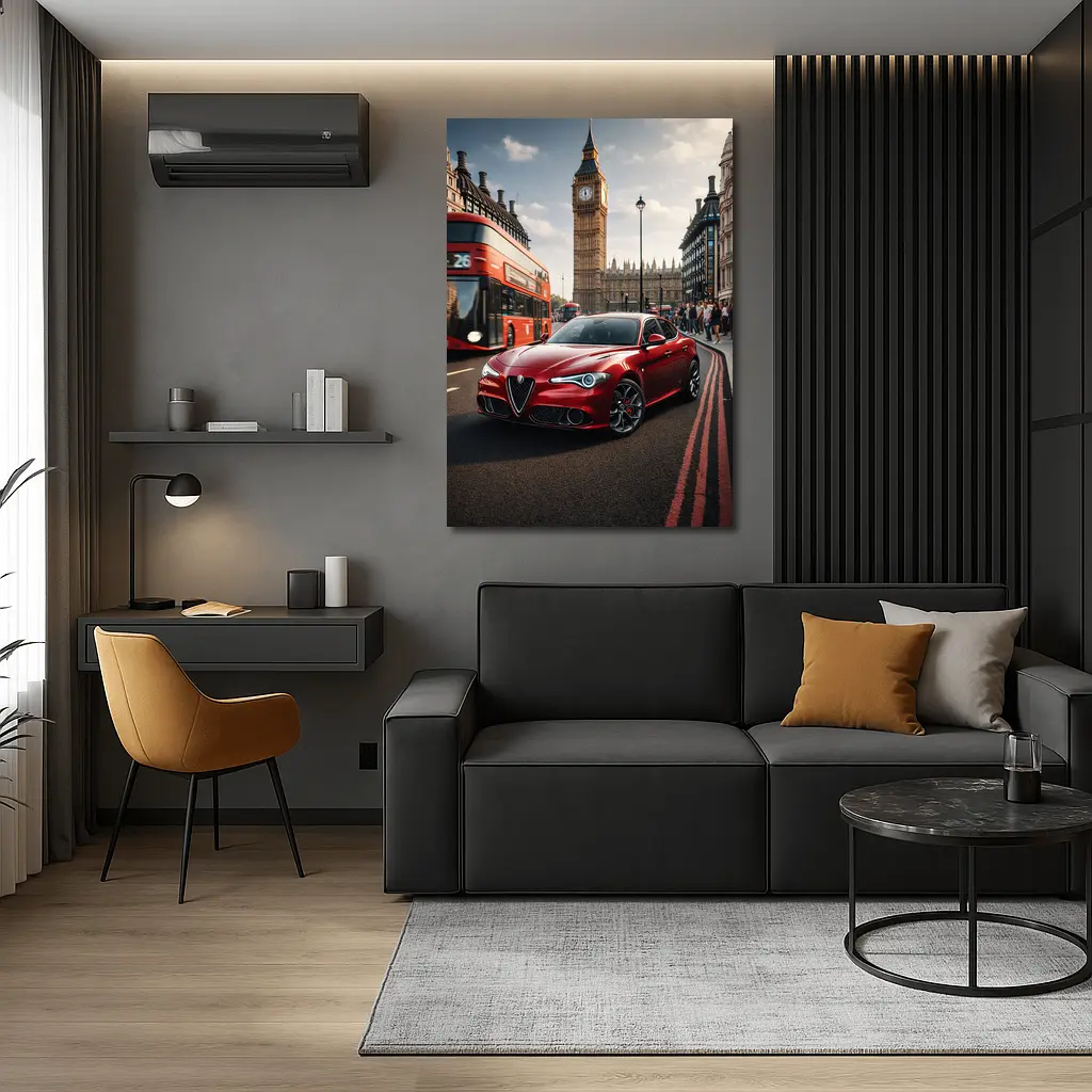 Alfa Romeo Giulia Red London Big Ben – Wall Art