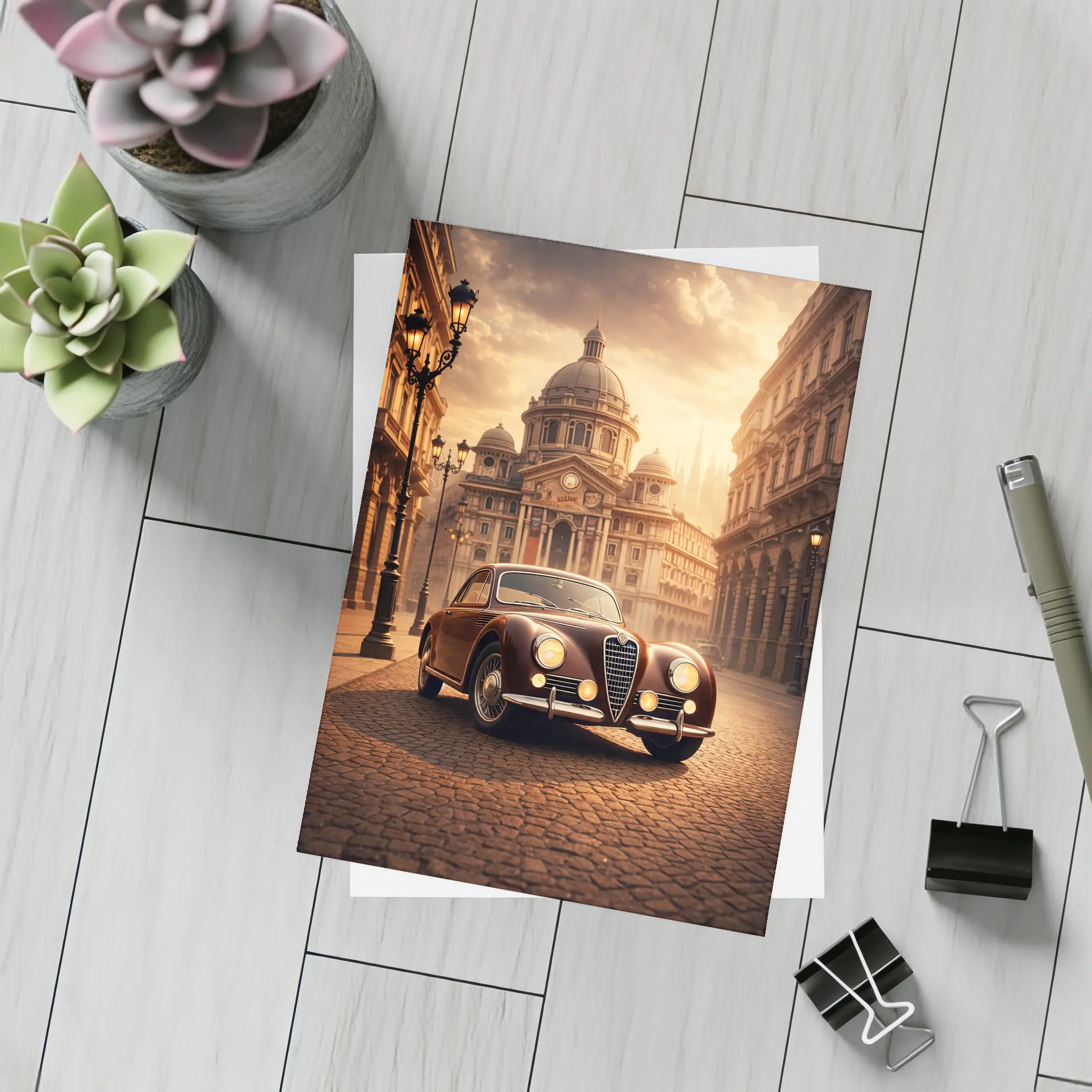 Alfa Romeo Classic Car Italian City Street – Postcards