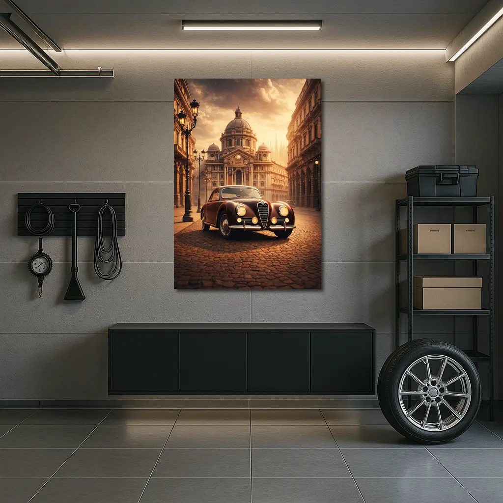 Alfa Romeo Classic Car Italian City Street – Wall Art