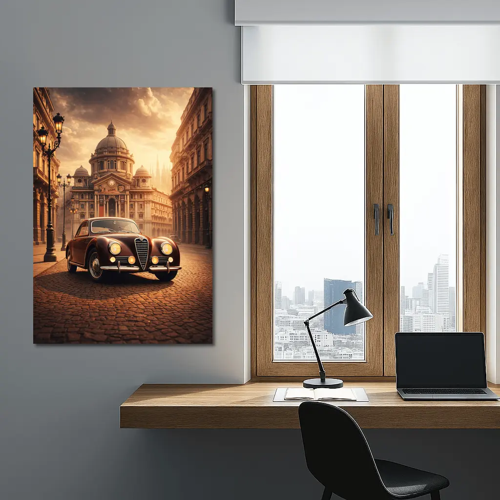 Alfa Romeo Classic Car Italian City Street – Wall Art