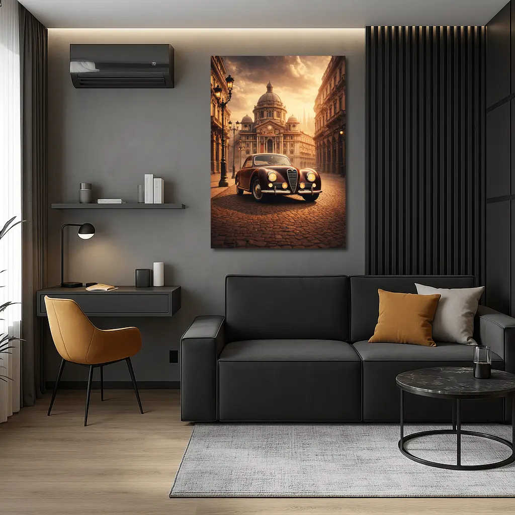 Alfa Romeo Classic Car Italian City Street – Wall Art