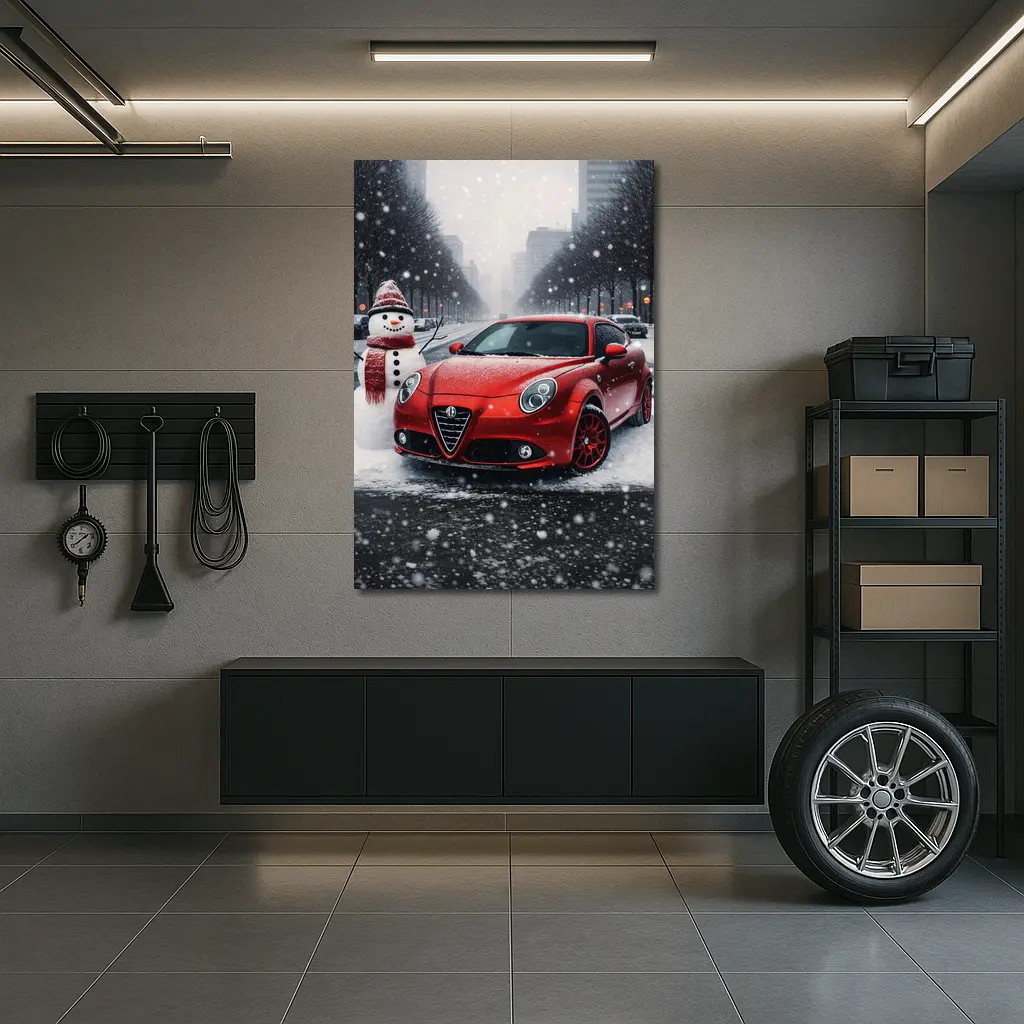 Alfa Romeo MiTo Red Car Winter Snow – Wall Art