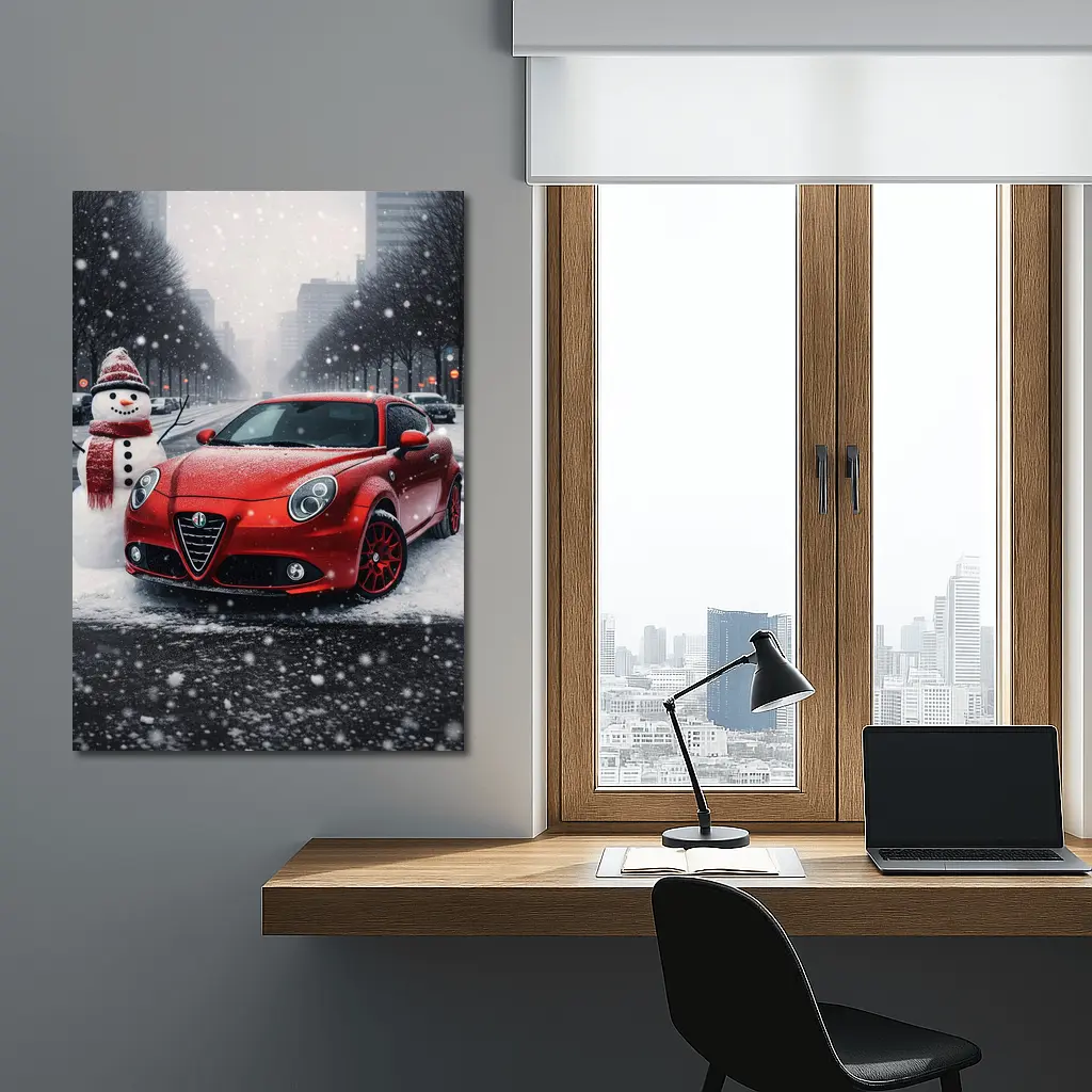 Alfa Romeo MiTo Red Car Winter Snow – Wall Art