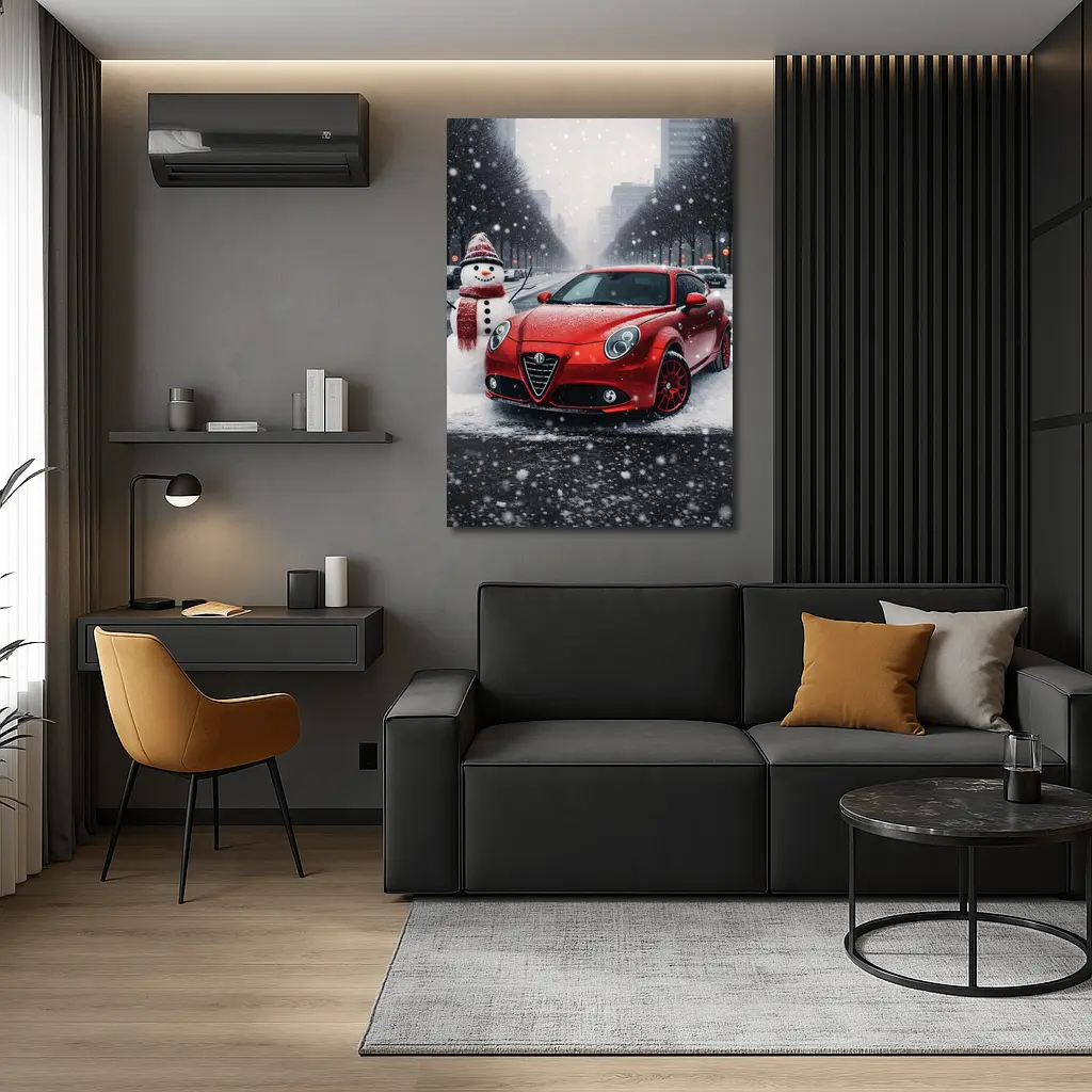 Alfa Romeo MiTo Red Car Winter Snow – Wall Art