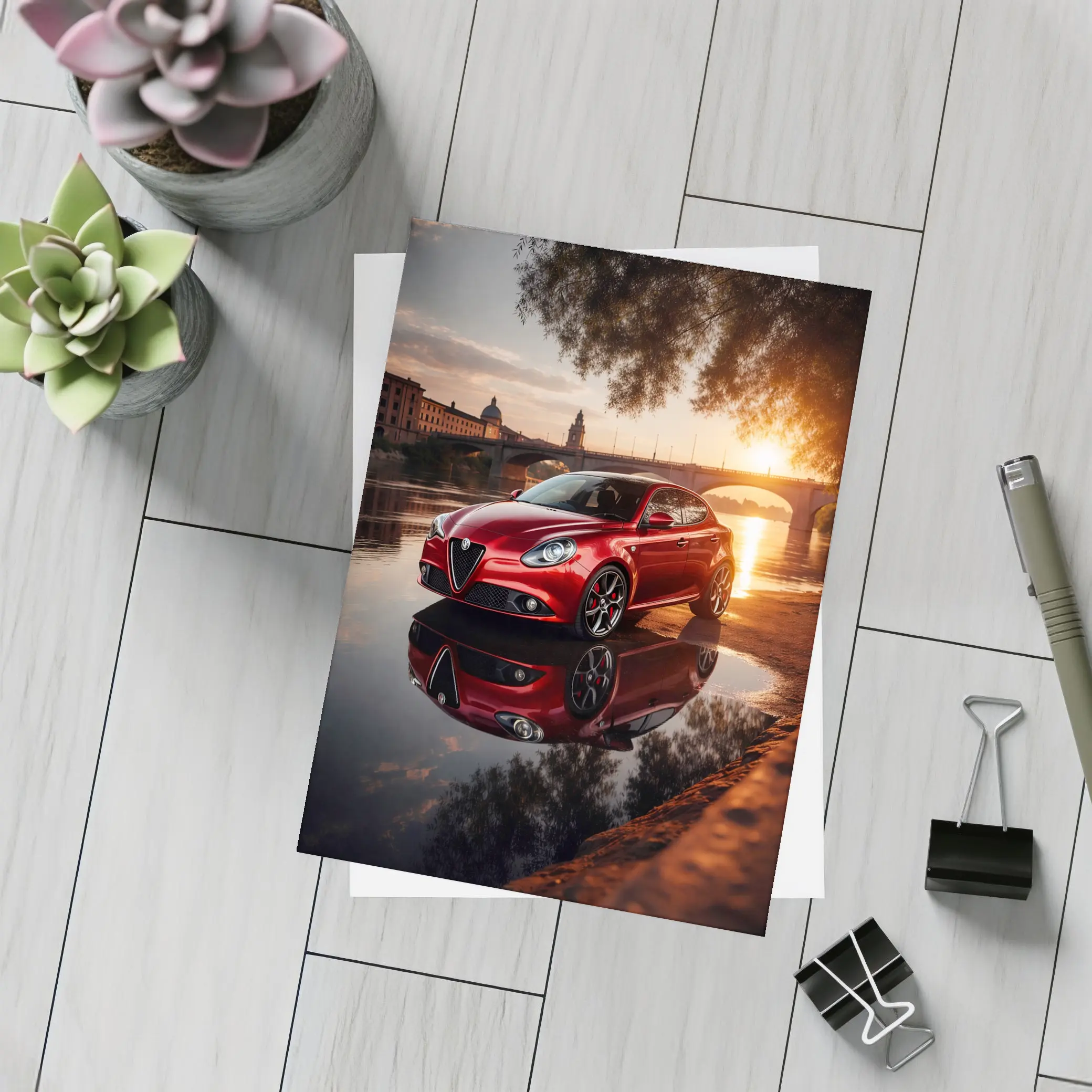 Alfa Romeo Giulietta Red River Sunset – Postcards