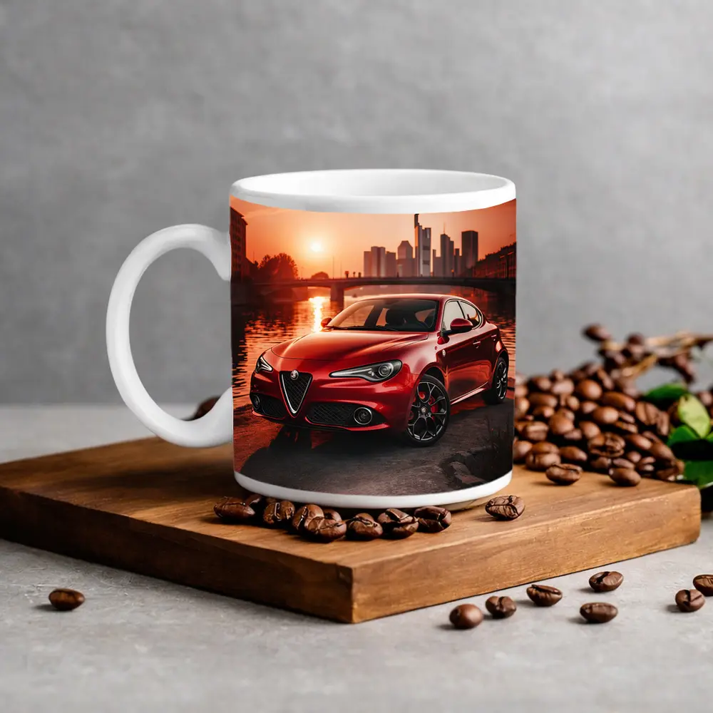 Alfa Romeo Giulia Red Sunset City Waterfront – Mugs