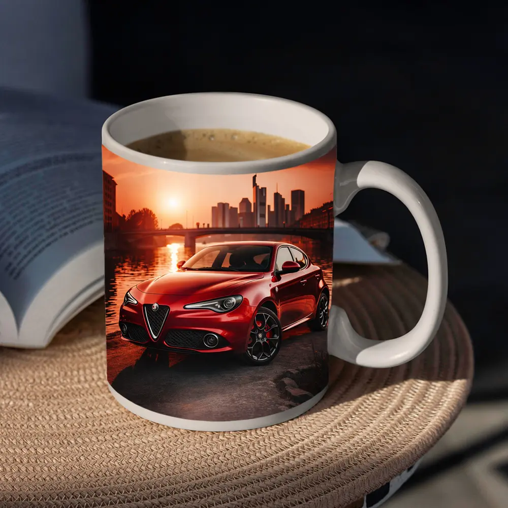 Alfa Romeo Giulia Red Sunset City Waterfront – Mugs