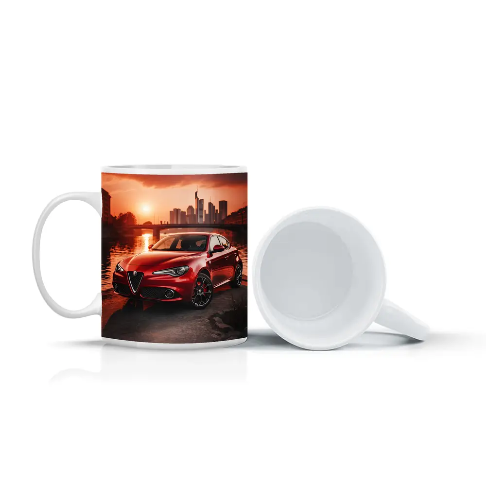 Alfa Romeo Giulia Red Sunset City Waterfront – Mugs