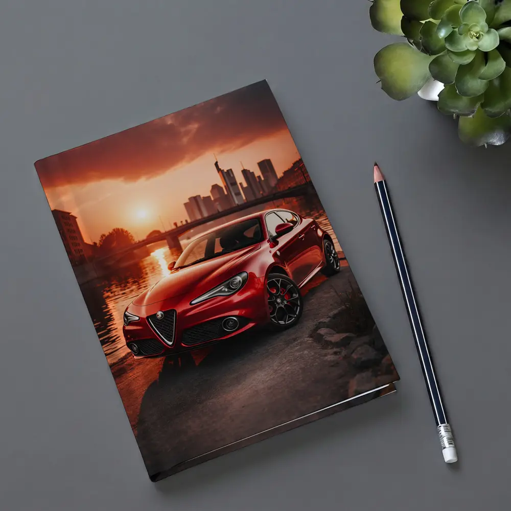 Alfa Romeo Giulia Red Sunset City Waterfront – Notebooks