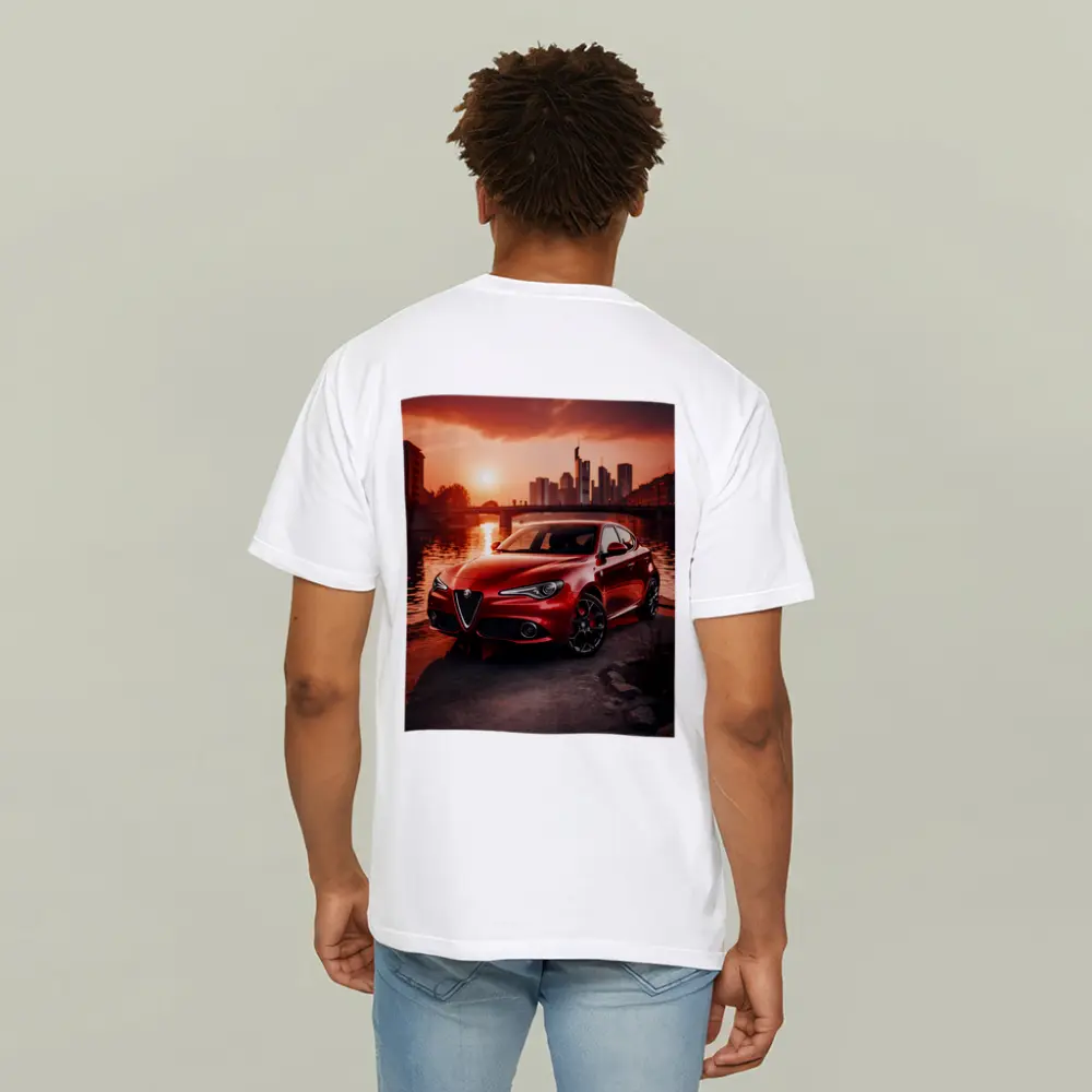 Alfa Romeo Giulia Red Sunset City Waterfront – T-Shirts