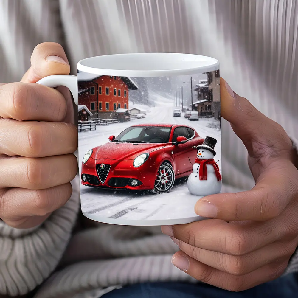 Alfa Romeo Mito Red Car Winter Snow – Mugs