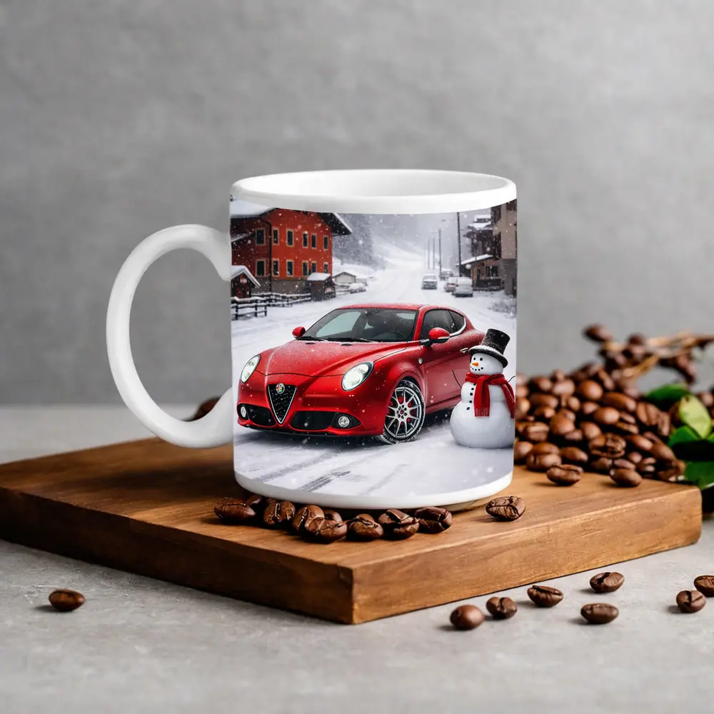 Alfa Romeo Mito Red Car Winter Snow – Mugs