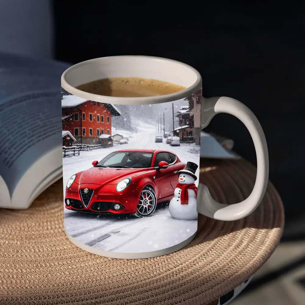 Alfa Romeo Mito Red Car Winter Snow – Mugs