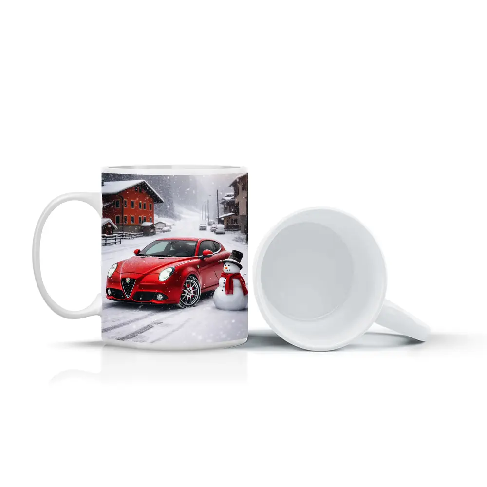 Alfa Romeo Mito Red Car Winter Snow – Mugs