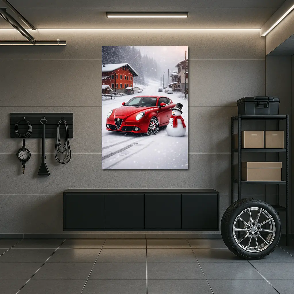 Alfa Romeo Mito Red Car Winter Snow – Wall Art