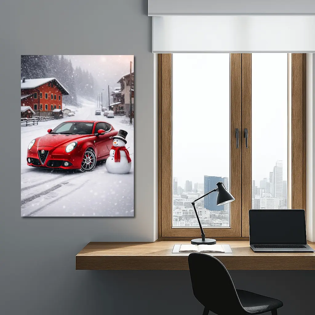 Alfa Romeo Mito Red Car Winter Snow – Wall Art