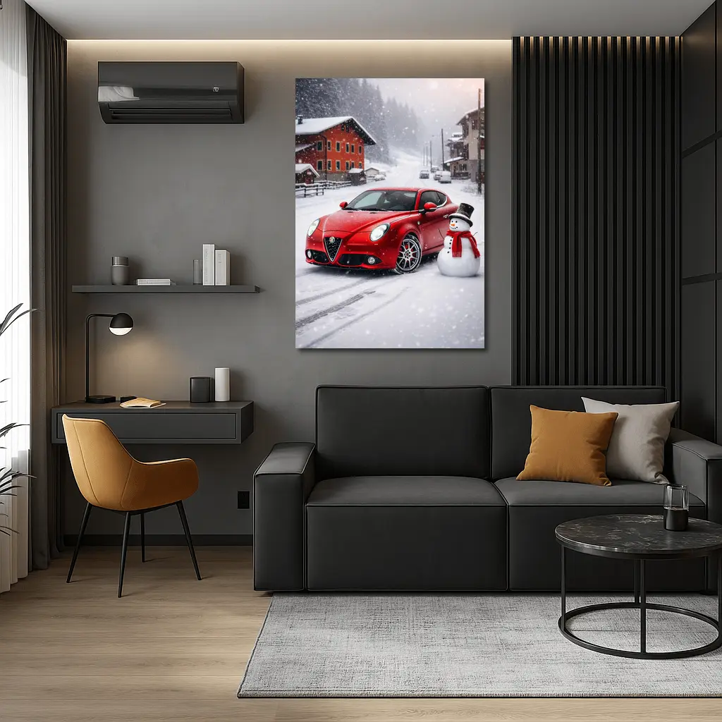 Alfa Romeo Mito Red Car Winter Snow – Wall Art