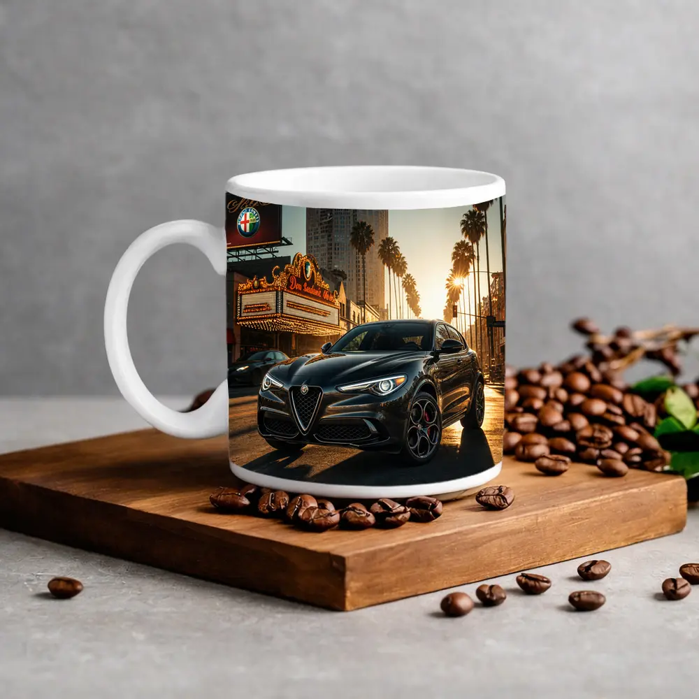Alfa Romeo Stelvio Black Los Angeles Street – Mugs