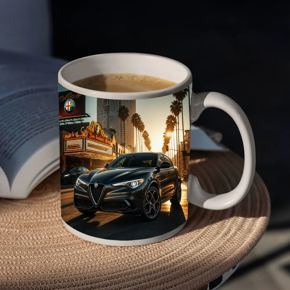 Alfa Romeo Stelvio Black Los Angeles Street – Mugs