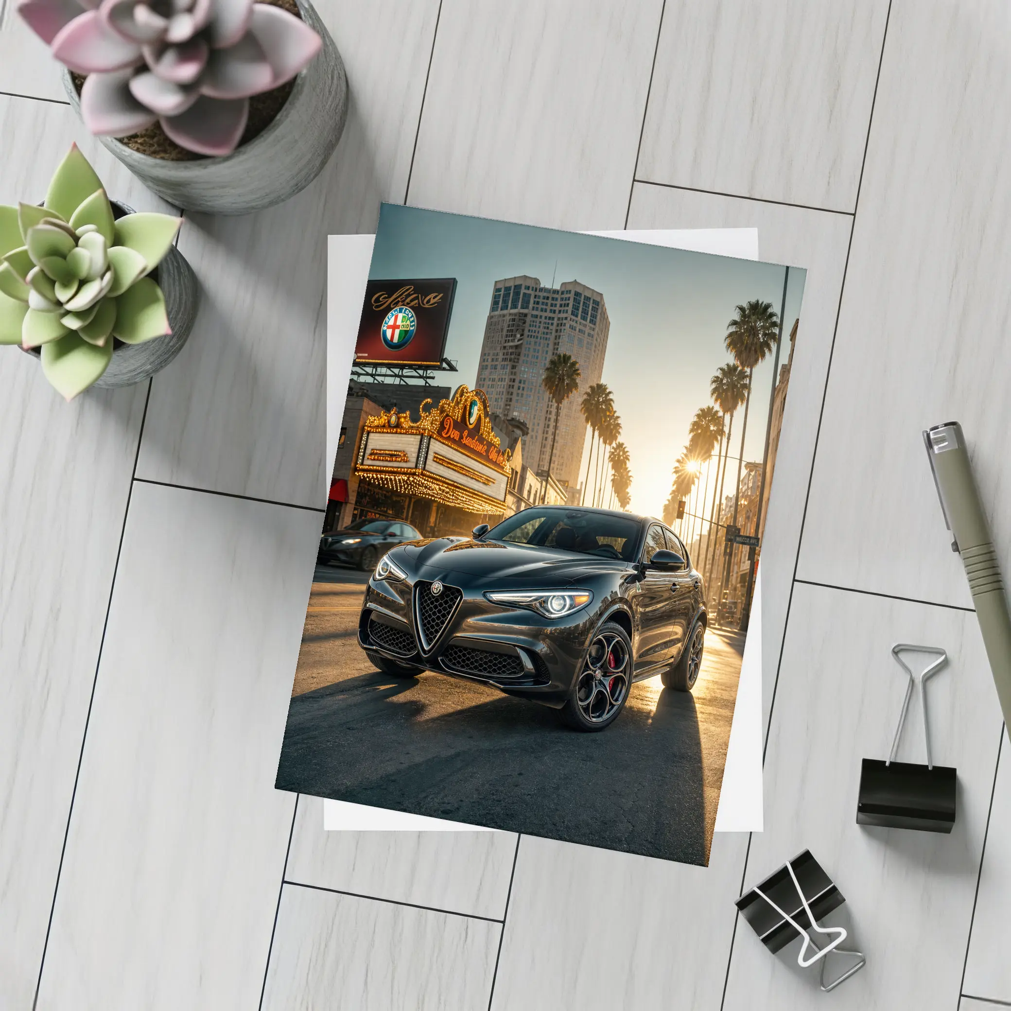 Alfa Romeo Stelvio Black Los Angeles Street – Postcards