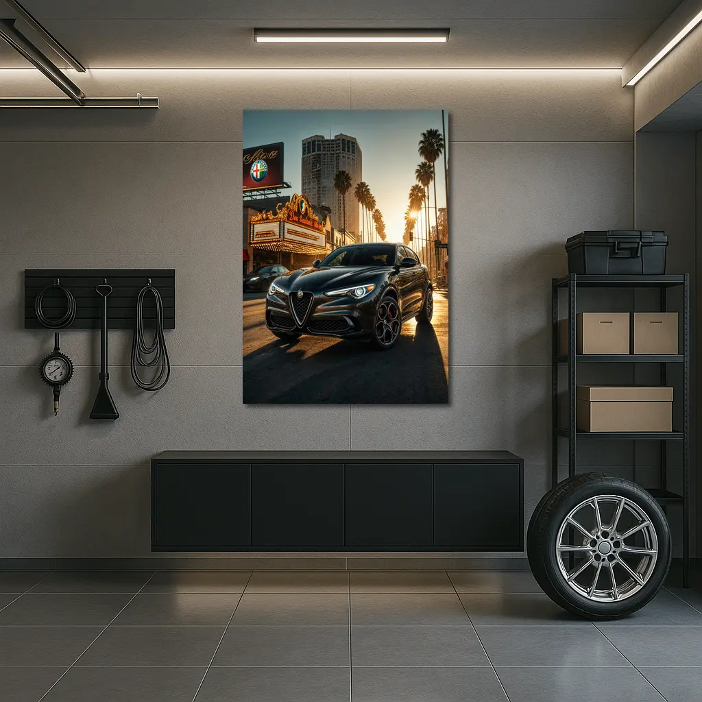 Alfa Romeo Stelvio Black Los Angeles Street – Wall Art