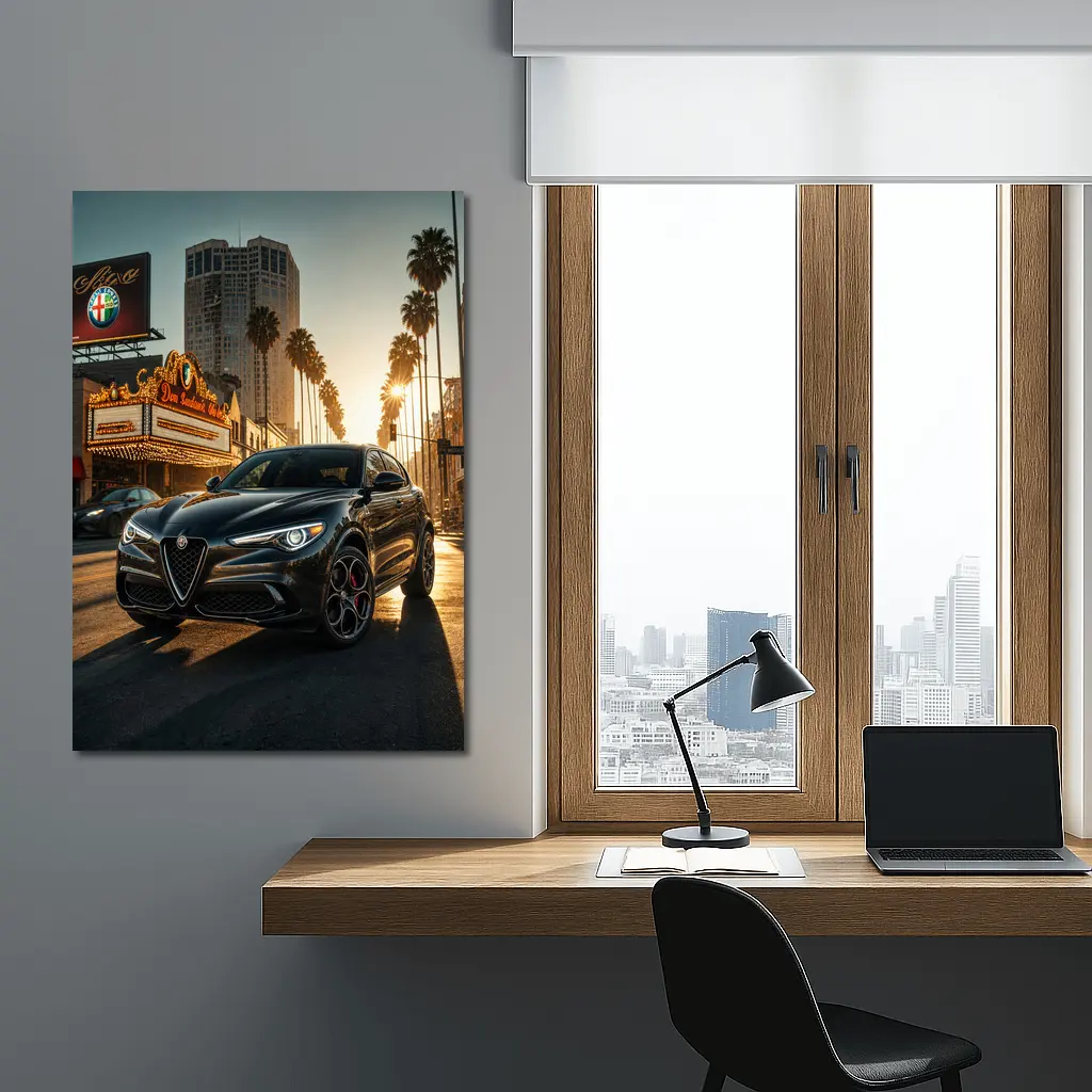 Alfa Romeo Stelvio Black Los Angeles Street – Wall Art