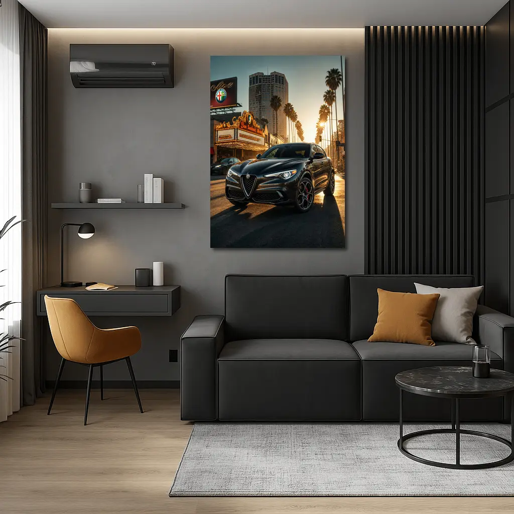 Alfa Romeo Stelvio Black Los Angeles Street – Wall Art