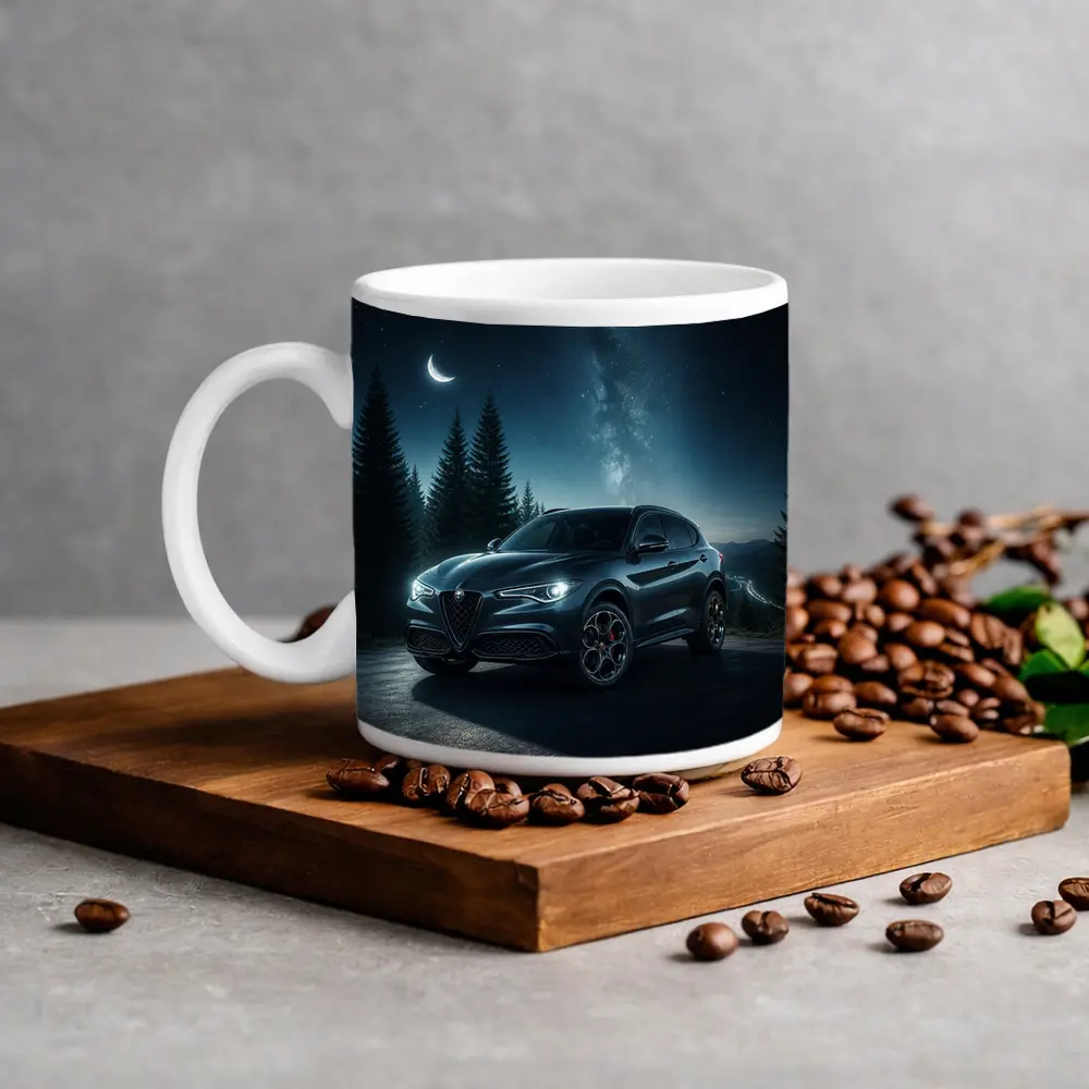 Alfa Romeo Stelvio Under Starry Night Sky – Mugs