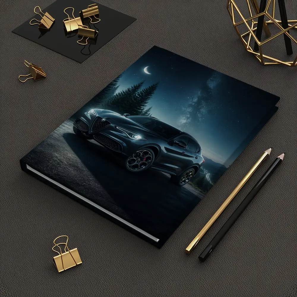 Alfa Romeo Stelvio Under Starry Night Sky – Notebooks