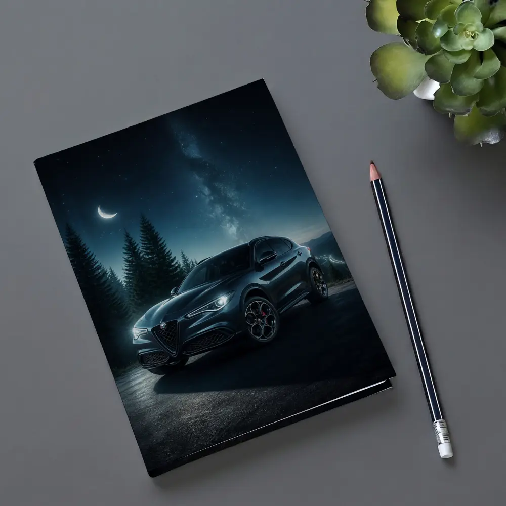 Alfa Romeo Stelvio Under Starry Night Sky – Notebooks