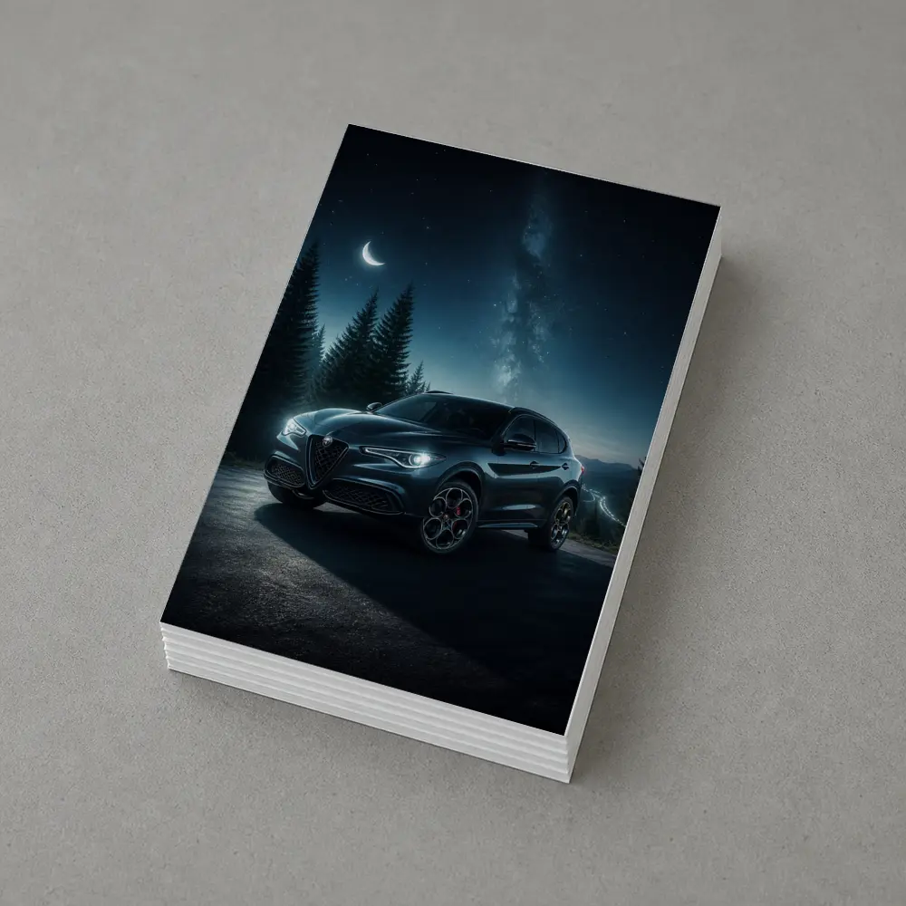 Alfa Romeo Stelvio Under Starry Night Sky – Postcards