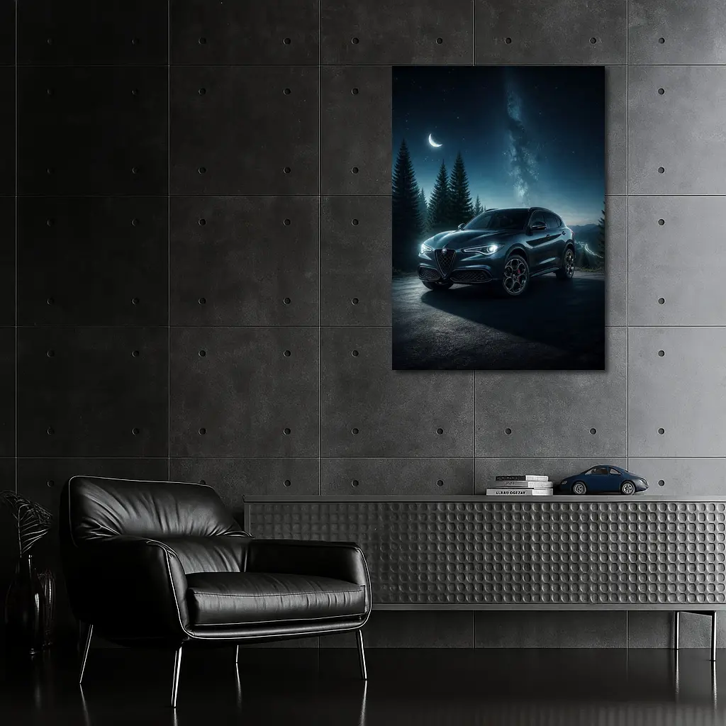 Alfa Romeo Stelvio Under Starry Night Sky – Wall Art