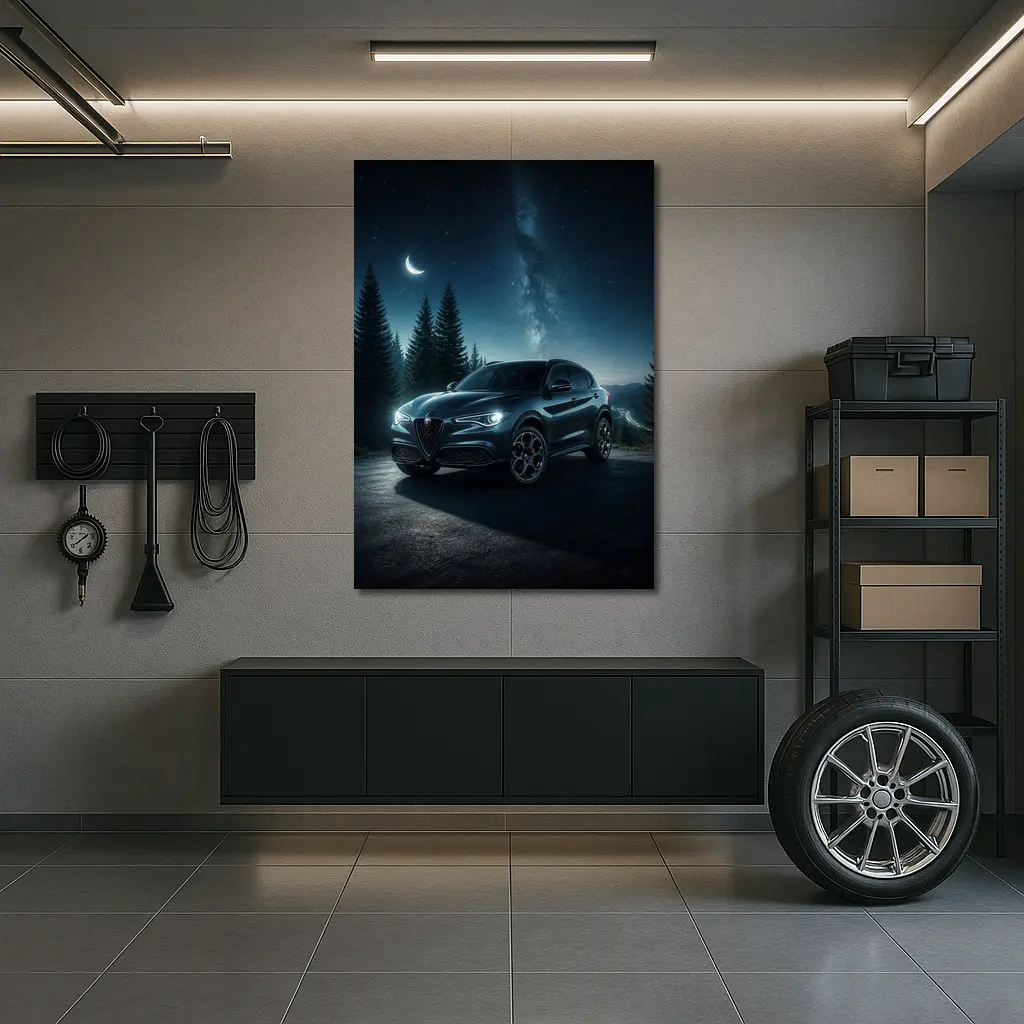 Alfa Romeo Stelvio Under Starry Night Sky – Wall Art