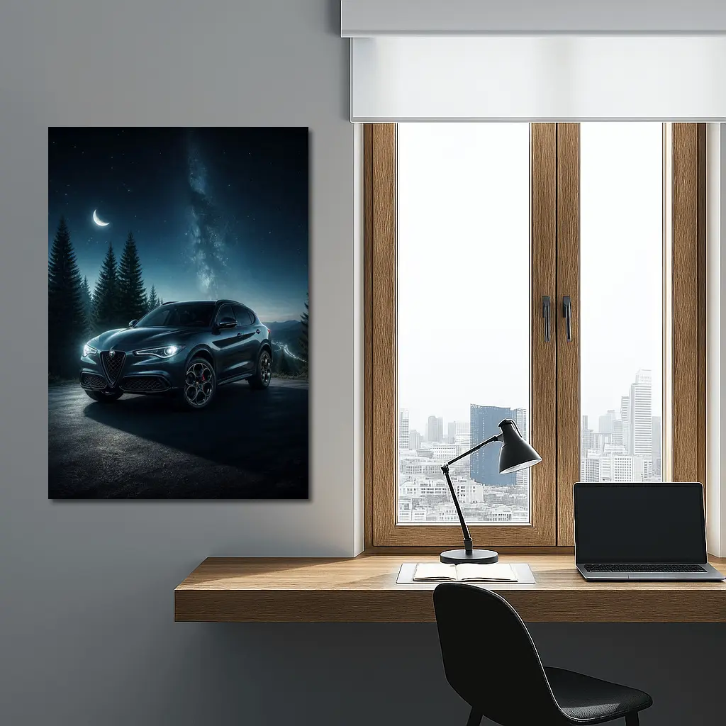 Alfa Romeo Stelvio Under Starry Night Sky – Wall Art