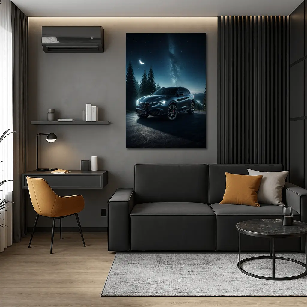 Alfa Romeo Stelvio Under Starry Night Sky – Wall Art