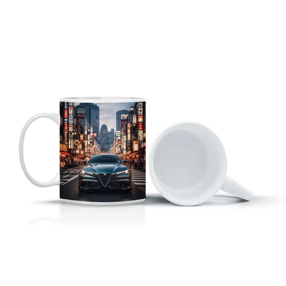 Alfa Romeo Giulia Front View Tokyo Streets – Mugs